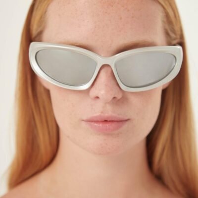 Balenciaga BB0157s-004 swift silver wrap around sunglasses - Lux Studios