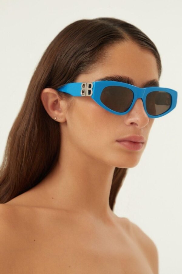 Balenciaga blue and silver cat-eye BB sunglasses - Lux Studios