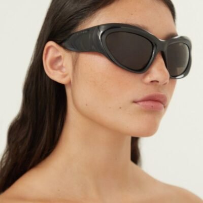 Balenciaga bold wrap around black sunglasses - Lux Studios