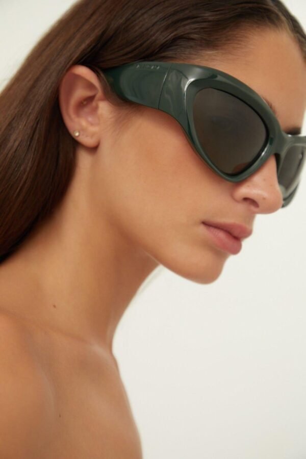 Balenciaga bold wrap around green sunglasses - Lux Studios