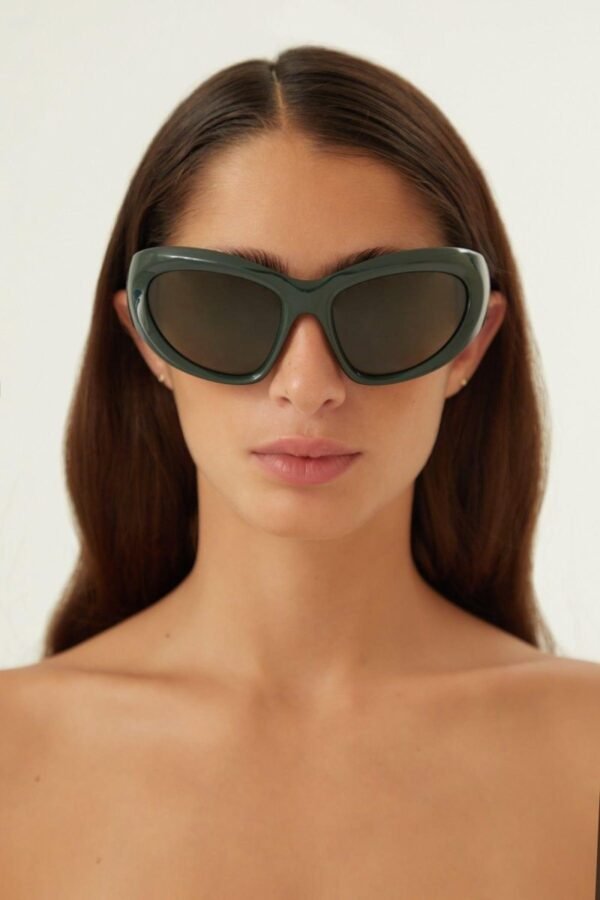 Balenciaga bold wrap around green sunglasses - Lux Studios