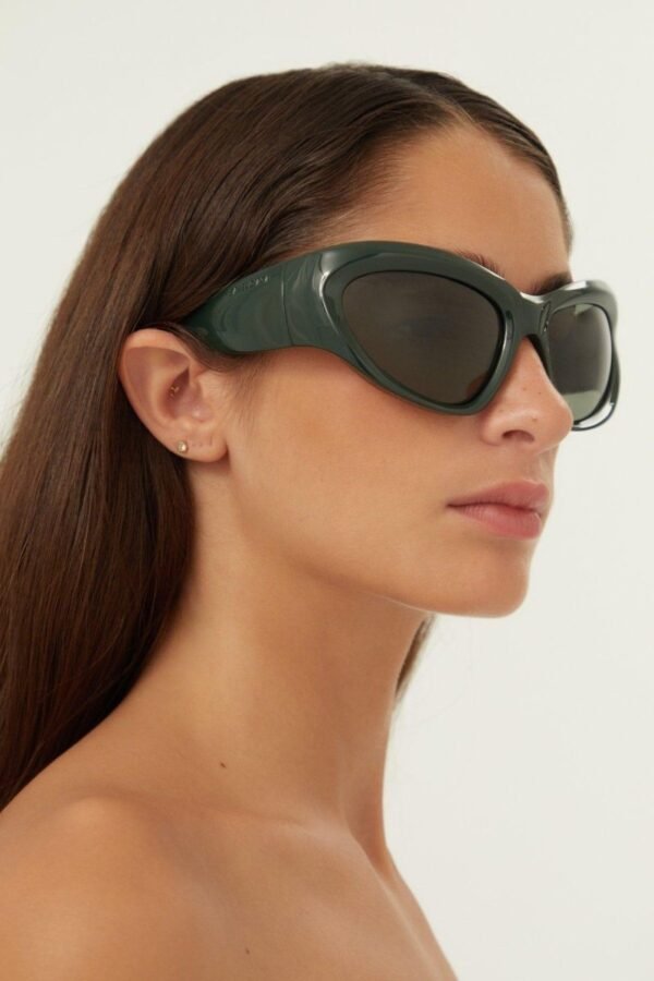 Balenciaga bold wrap around green sunglasses - Lux Studios