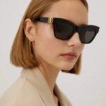 Balenciaga cat-eye femenine black sunglasses with BB folding - Lux Studios