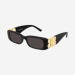 Balenciaga Dynasty black sunglasses featuring BB gold logo - Lux Studios