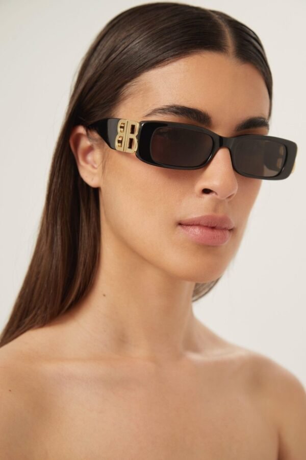 Balenciaga Dynasty black sunglasses featuring BB gold logo - Lux Studios