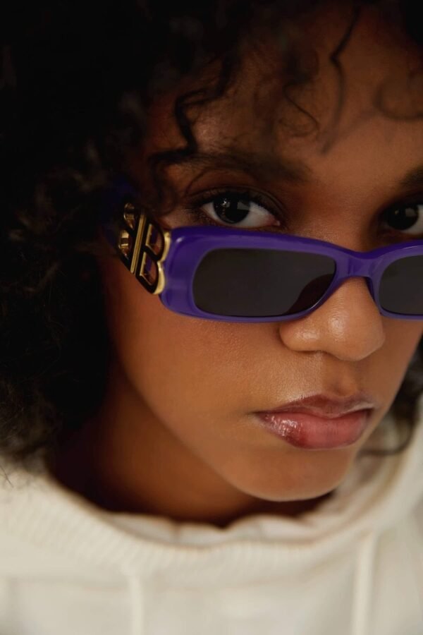 Balenciaga Dynasty micro violet sunglasses featuring BB logo - Lux Studios