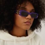 Balenciaga Dynasty micro violet sunglasses featuring BB logo - Lux Studios