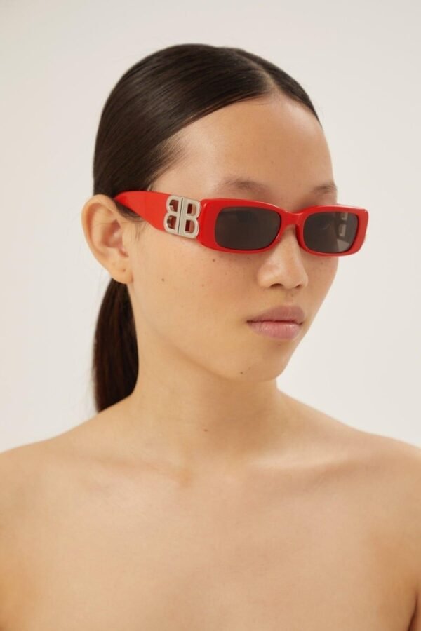 Balenciaga Dynasty red sunglasses featuring BB logo - Lux Studios