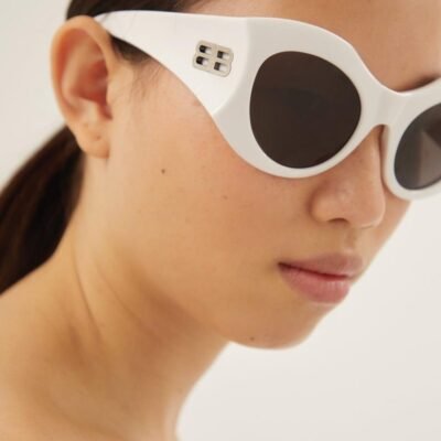 Balenciaga hourglass round sunglasses in white - Lux Studios