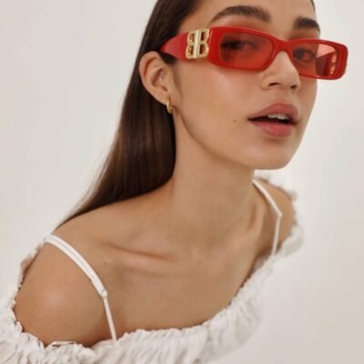 Balenciaga micro red sunglasses featuring BB logo - Lux Studios