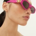 Balenciaga pink and gold cat-eye BB sunglasses - Lux Studios