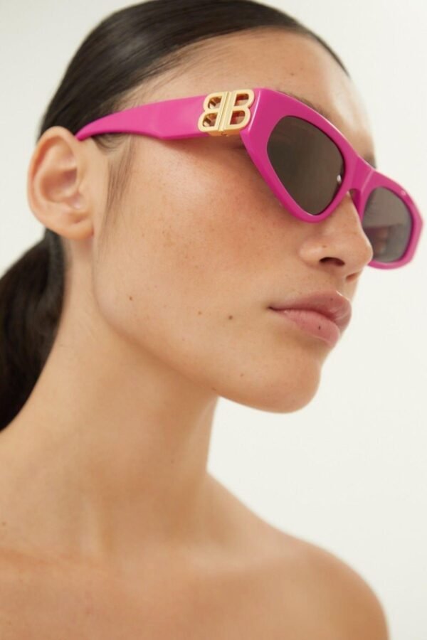 Balenciaga pink and gold cat-eye BB sunglasses - Lux Studios