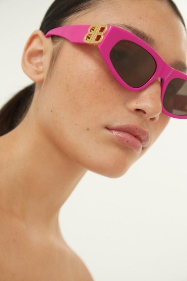 Balenciaga pink and gold cat-eye BB sunglasses - Lux Studios