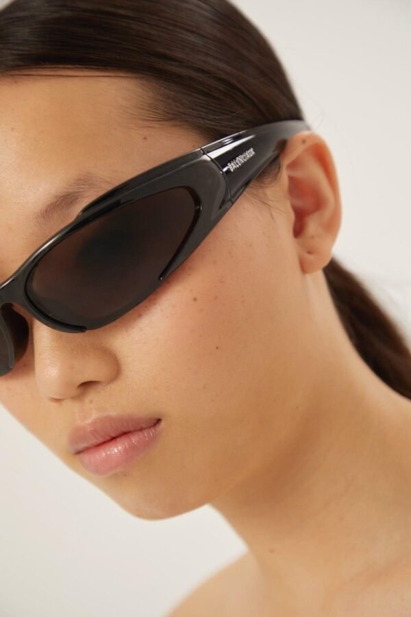 Balenciaga reverse Xpander wrap rectangle black sporty sunglasses - Lux Studios