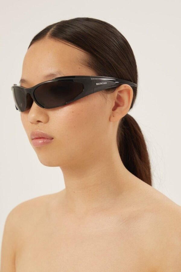 Balenciaga reverse Xpander wrap rectangle black sporty sunglasses - Lux Studios