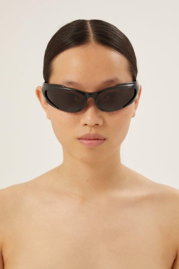 Balenciaga reverse Xpander wrap rectangle black sporty sunglasses - Lux Studios