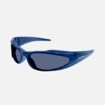 Balenciaga reverse Xpander wrap rectangle blue sporty sunglasses - Lux Studios