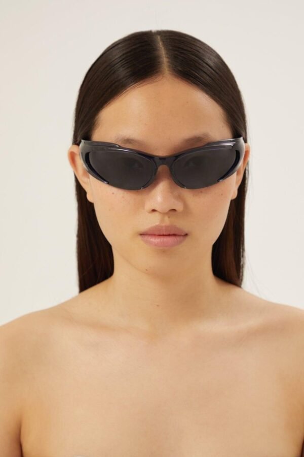 Balenciaga reverse Xpander wrap rectangle blue sporty sunglasses - Lux Studios