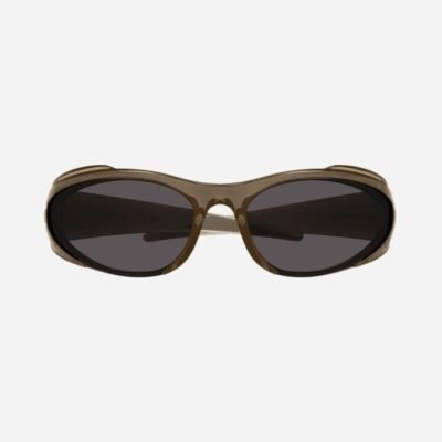 Balenciaga reverse Xpander wrap rectangle brown sporty sunglasses - Lux Studios