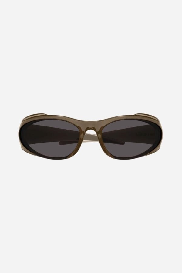 Balenciaga reverse Xpander wrap rectangle brown sporty sunglasses - Lux Studios