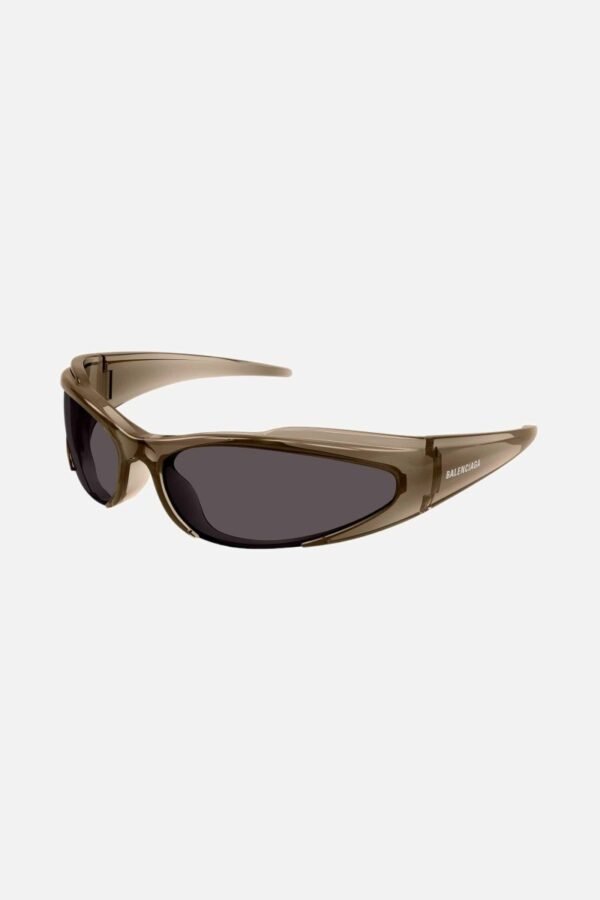 Balenciaga reverse Xpander wrap rectangle brown sporty sunglasses - Lux Studios