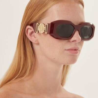 Versace biggie bold sunglasses in burgundy with iconic jellyfish - Lux Studios