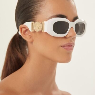 Versace biggie bold sunglasses in white with iconic jellyfish - Lux Studios