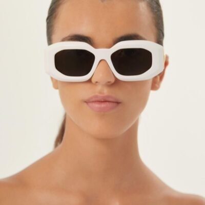 Versace biggie bold sunglasses in white with iconic jellyfish - Lux Studios