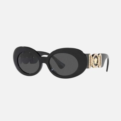 Versace biggie oval sunglasses in black with iconic jellyfish - Lux Studios