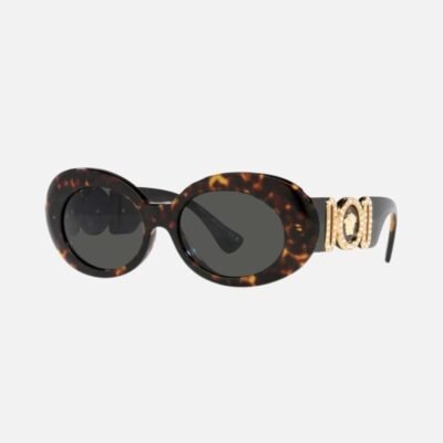 Versace biggie oval sunglasses in havana with iconic jellyfish - Lux Studios