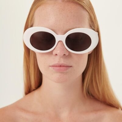 Versace biggie oval sunglasses in white with iconic jellyfish - Lux Studios