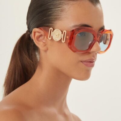 Versace biggie oversized sunglasses in orange with iconic jellyfish - Lux Studios